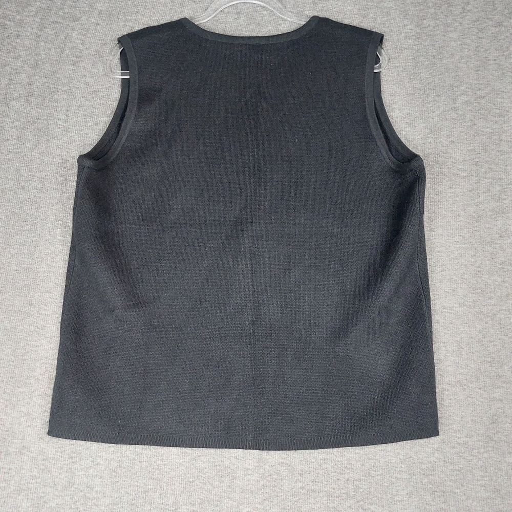 CRYSTAL KOBE WOMENS VINTAGE BLACK FLORAL EMBROIDERED VNECK SWEATER VEST SIZE L - Picture 6 of 6